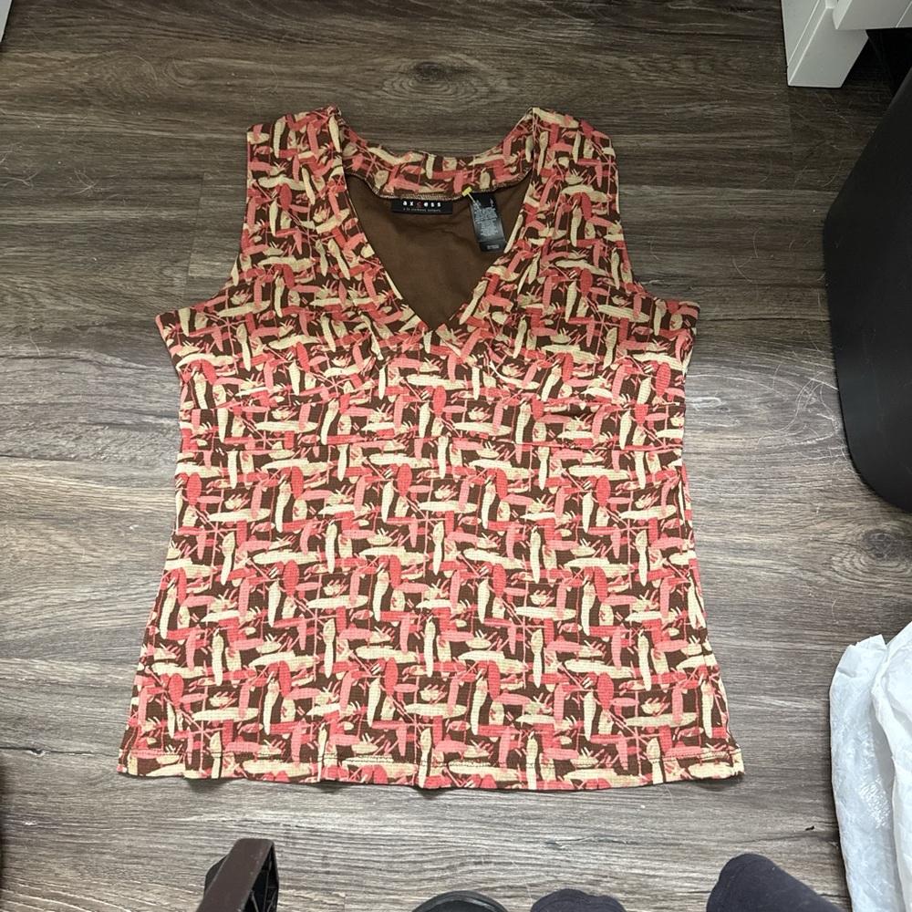 Axcess Women's Red and Brown Patterned Blouse